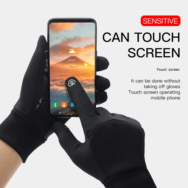 

Autumn and winter outdoor anti-splashing warmth and windproof gloves sports touch screen bicycle riding ski gloves men and women