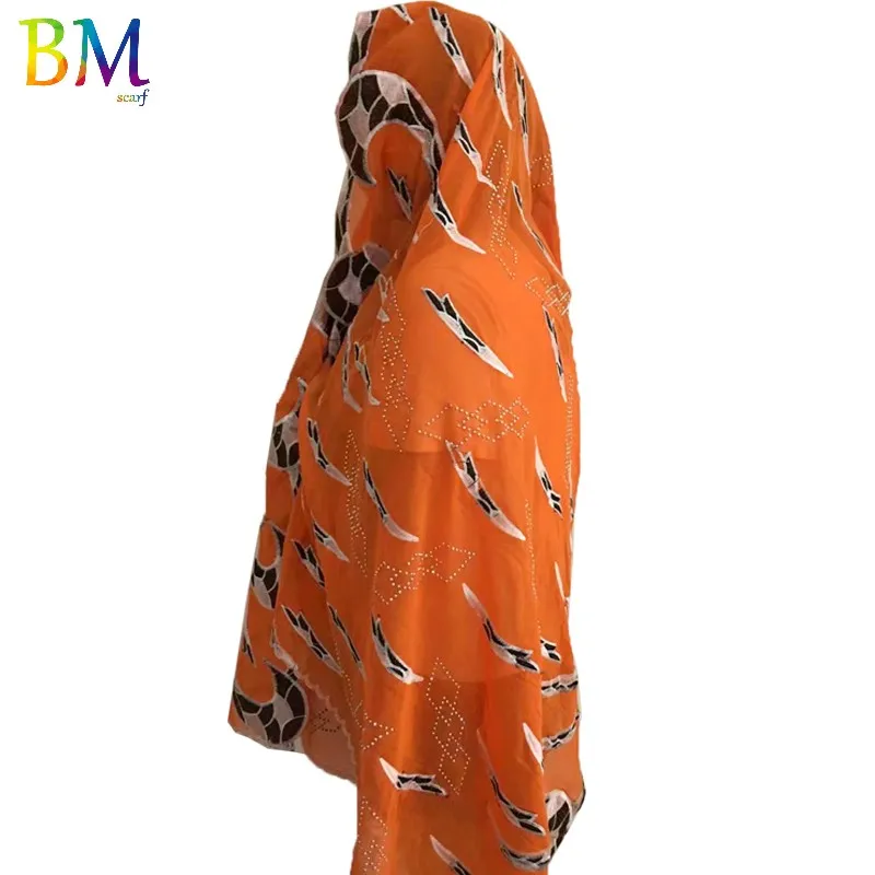 Последняя африканская Женская шаль шифон Вышивка шарф Мусульманский Хиджаб шарф для мусульманских женщин BX14 - Цвет: BX14-3
