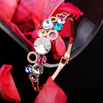 

[] fashion jewelry wholesale rose gold diamond temperament ladies white satellite stone bracelet