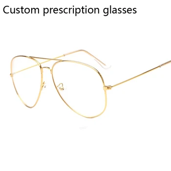 

Custom prescription myopia glasses frame pilot Eyeglasses prescription lens Women Men Optical Glasses Frame for women men