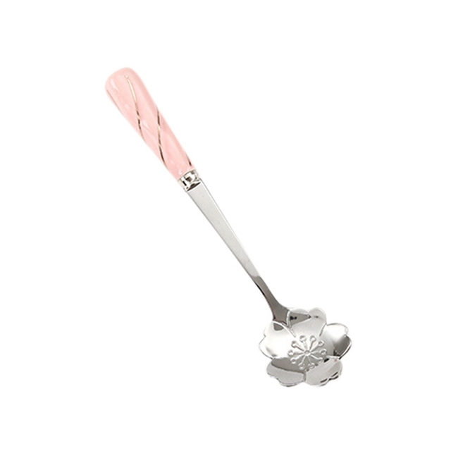 Plated Coffee Spoons Stainless Steel Teaspoons With Ceramic Handle Stirring Spoon For Dessert Cake Ice Cream Tableware