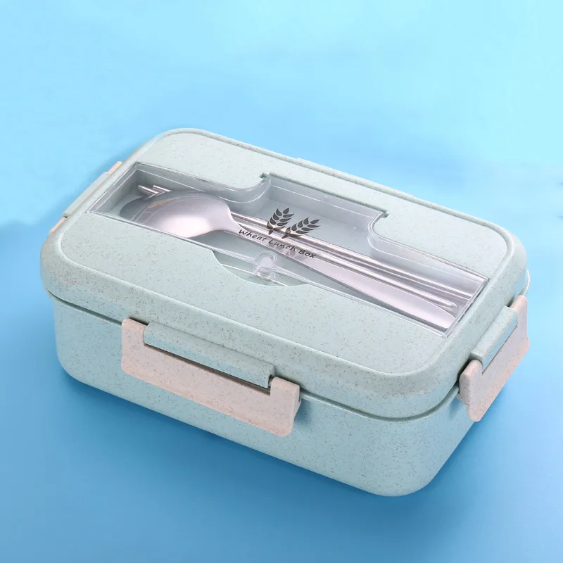 

1000ml Microwave Lunch Box Wheat Straw Dinnerware Food Storage Container Children Kids Office School Portable Container Box