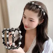 

Fashion Pearl Headband Hairpin Bangs Hair Artifact Lazy Braided Hairpin Pressure Hair Wash Headband Fixed Accessories Wholesale