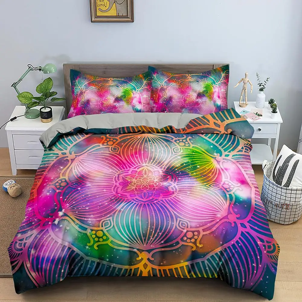 

Mandala Printed Bedding Sets Colorful Galaxy Duvet Cover Bed Linen Bedclothes Twin/Queen/King Size Bed Room For Kids Bedding