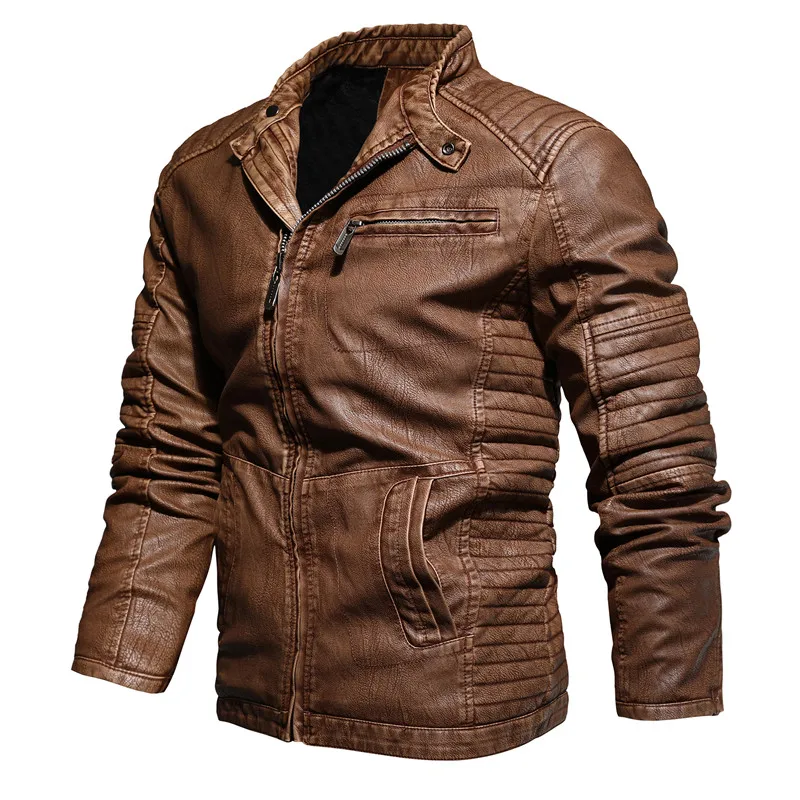 

Warm Fleece Faux Leather Jackets Men High Quality Classic Motorcycle Bike Cowboy Jacket Coat Male Plus Velvet Thick Coats Man