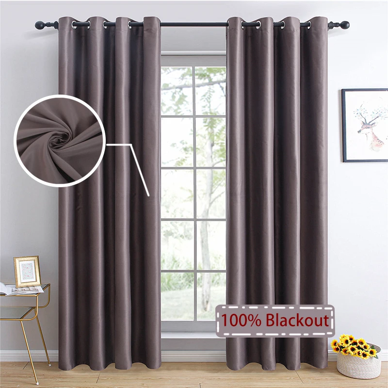 

Topfinel 100% Solid Blackout Curtains For Bedroom Living Room Blind Curtains Window Decoration Window Curtains Gray Curtains