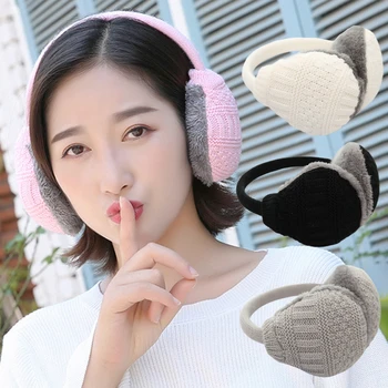 

Winter Warm Knitted Earmuffs Removable Washable Plush Earmuffs Ear Warmers Girls Plush Earmuffs for Ladies Women Men 30E