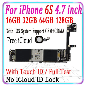 

16GB / 64GB 128GB Original For iPhone 6S Motherboard With Touch ID,Free iCloud For iPhone 6 S Logic Board With IOS System MB