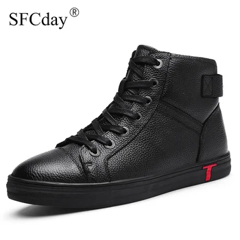 

NEW 2019 Men Boots 100% Genuine Leather Ankle Boots Lace-Up Casual High Quality Cow Leather Boots Autumn Winter Men Shoes