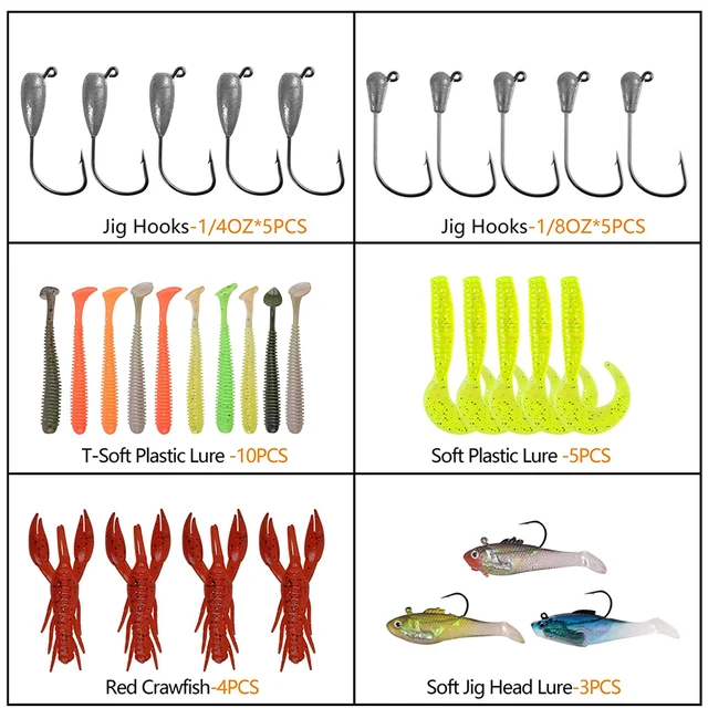 32pcs/box Fishing Tackle Box Soft Silicone Fishing Lures Jigging Bait  Artificial Worm Jig Hook For Trout Bass Fishing Rigs Kit - Fishing Tackle  Boxes - AliExpress