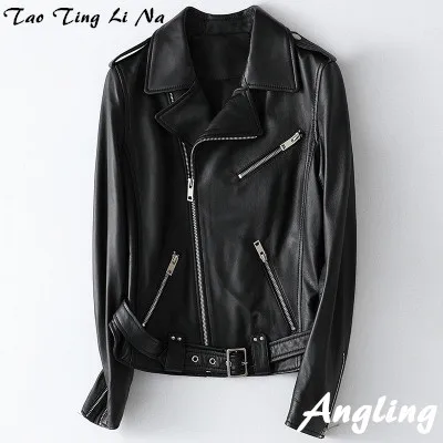 

2020 Women Spring Genuine Real Sheep Leather Jacket H63