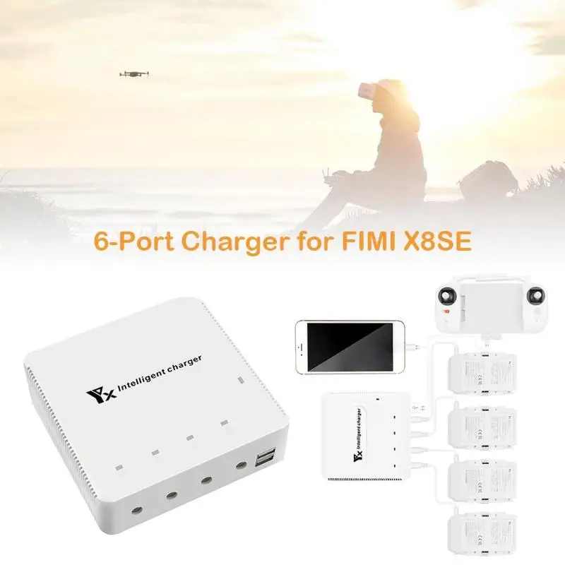 6 в 1 Батарея Зарядное устройство 5V 3A зарядка через usb адаптер для Xiaomi Fimi X8 SE