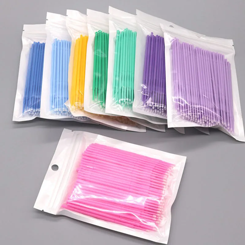 100 шт./упак. одноразовые ватные тампоны микрокисти для наращивания ресниц