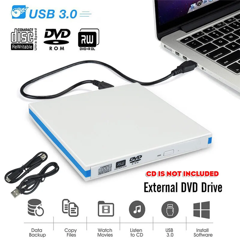 

S SKYEE USB 3.0 Slim External DVD RW CD Writer Drive Burner Reader Player Optical Drives For Laptop PC