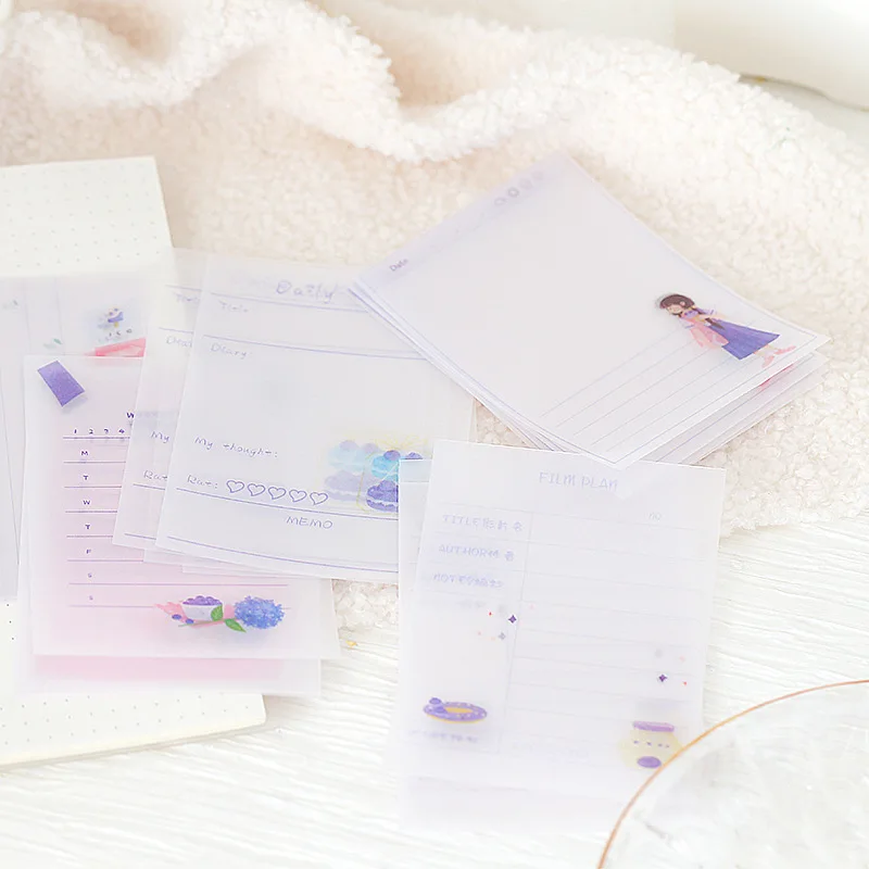 

30 pieces/lot Transparent Simple Wind Beautiful things Sulfuric acid note paper Handbook Notes Stick Loose-leaf Notepad