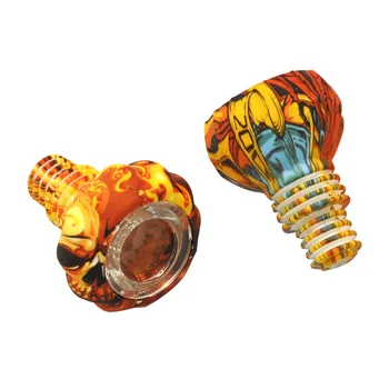 

TOPPUFF 18MM MaleTobacco Silicone Glass Water Pipe Bowl Accessoires Skull Style Silicone Glass Bowl With Water Transfer Process