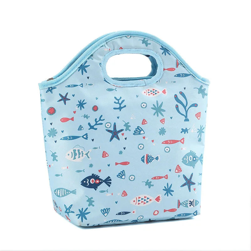 

Ougger Cartoon Lunch Bag Men and Women Handbags Small Blue Oxford School Office Large Capacity Food Bags