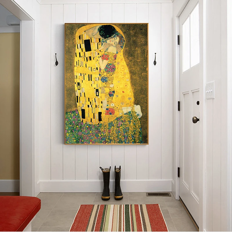 

Gustav Klimt Kiss Paintings On The Wall Reproductions Classical Famous Wall Art Canvas Klimt Kiss Pictures For Living Room Decor