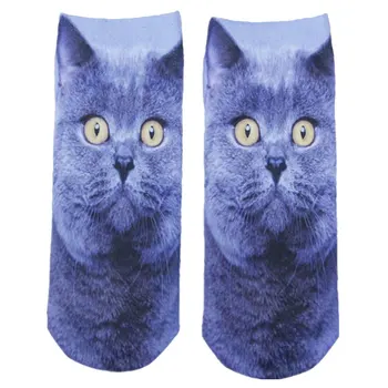 

New 3D Print Funny Cute Cartoon Kitten Unisex Short Socks Creative Colorful Multiple Cat Face Happy Low Ankle Socks for Women