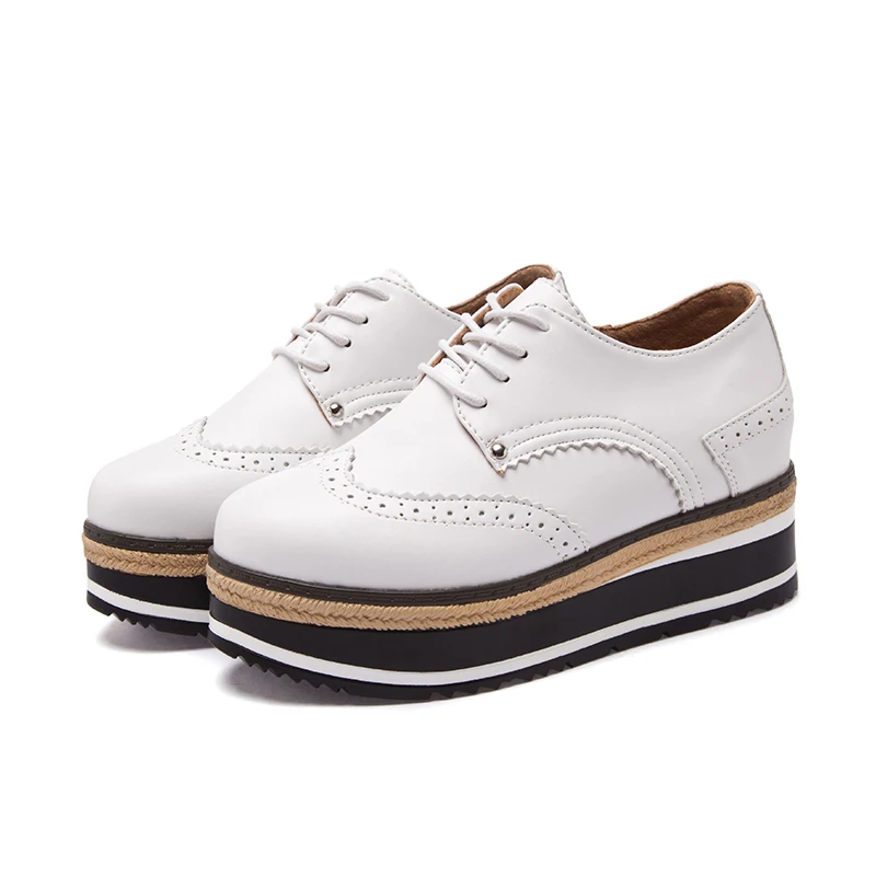 Женские оксфорды на плоской платформе Lucyever весенние туфли из искусственной кожи