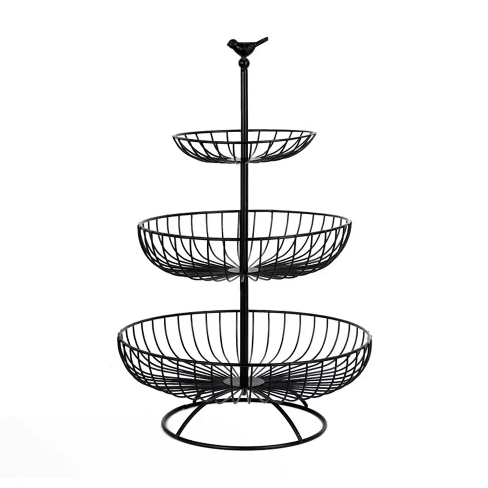 US $27.12 3 Layer Fruit Plate Retro Style European Party MultiLayer Metal Three Layer Fruit Tray Snack Candy Tray Fruit Bowl Counter