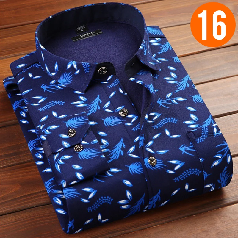 GAAJ осень зима флисовая Мужская рубашка Harajuku одежда в гавайском стиле мужская рубашка уличная Homme рубашки на пуговицах модный бренд 874B1 - Цвет: DB-NB508