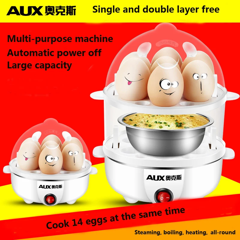 

Oaks AUX-108B Egg Boilers Egg Steamers Automatic Power Off Multifunctional Stainless Steel Double Mini