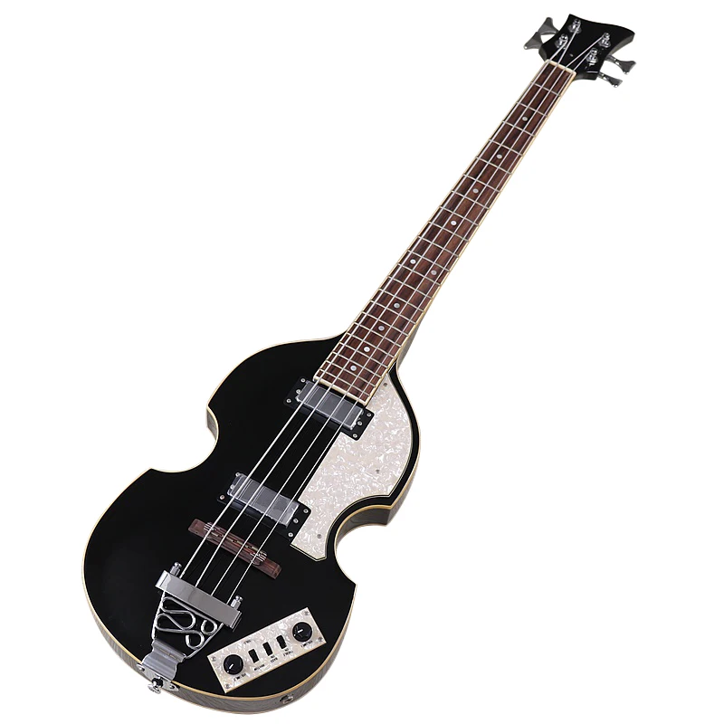 Professional Violin Bass guitar 41inch high gloss black color flame maple top violin guitar 4 string