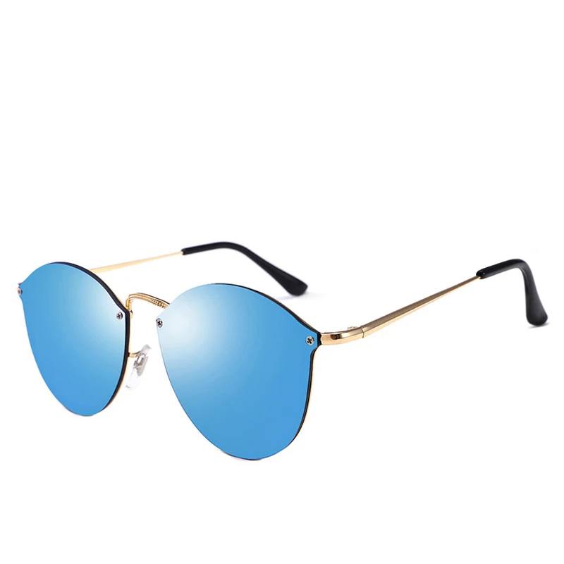 Новая металлическая круглая рамка в стиле ретро бескаркасная цветная пленка для солнцезащитных очков Модные трендовые солнцезащитные очки мужские и женские солнцезащитные очки UV400 - Цвет линз: C07