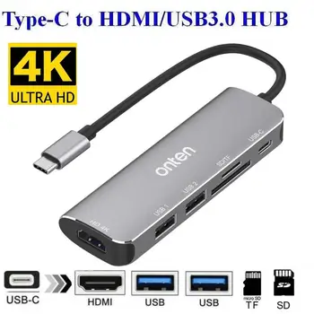 

6 in 1 USB Type C to HDMI Adapter 2x USB 3.0 Hub SD TF Card Reader PD Charging For New MacBook Samsung S8/9 Huawei Mate 10/20