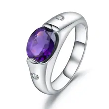 GEM'S BALLET 1.79Ct цельное натуральное овальное аметистовое Винтажное кольцо 925 пробы Серебряное кольцо с драгоценным камнем для женщин Свадебное ювелирное изделие