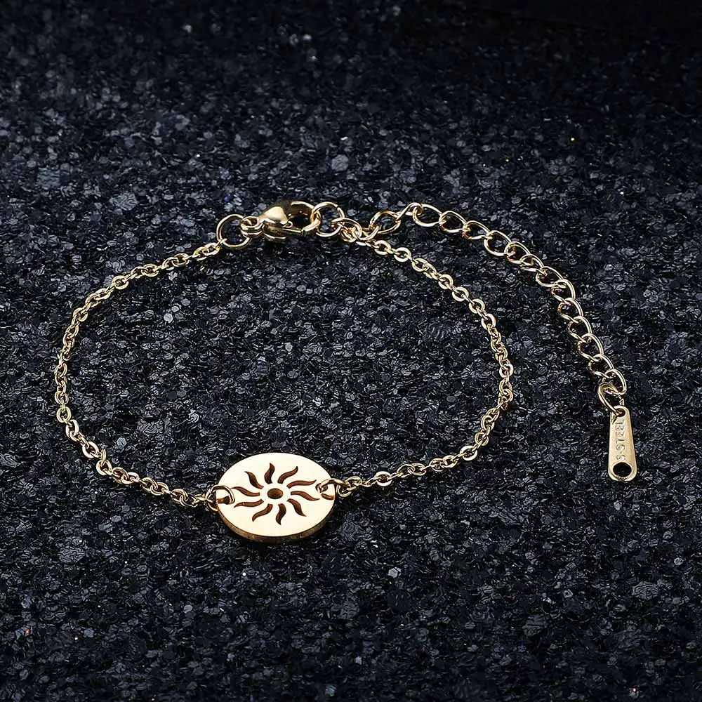 AAAAA качество подвеска в виде солнца из нержавеющей стали браслет для женщин женские высокополированные шармы браслеты