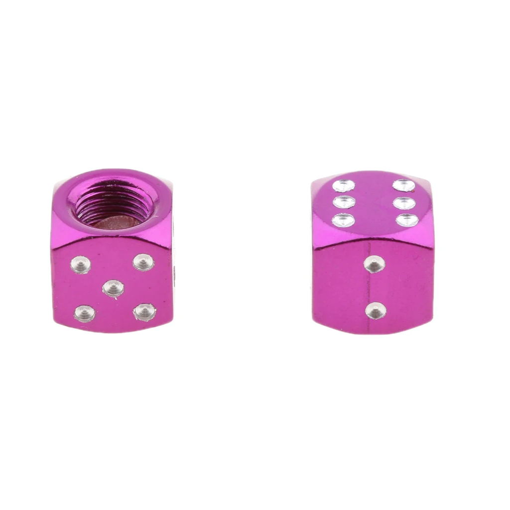 4Pcs Purple Dice Tire/Wheel Stem Air Valve Caps Covers Set Motorcycle ATV