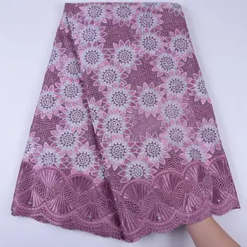 

2019 Latest African Onion Cotton Lace Fabric Embroidery High Quality Swiss Voile Lace In Switzerland With Stones For Dress S1728