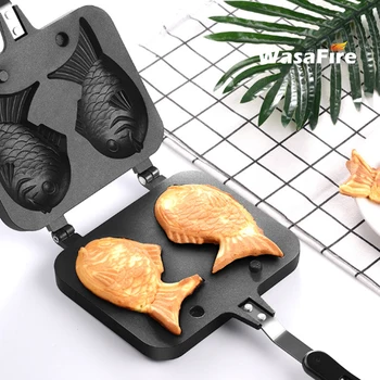 

1Pcs Home Portable Non-Stick Taiyaki Fish-Shaped Bakeware Mold Heat-resistant DIY Waffle Pan Maker Mould Cake Baking Tools