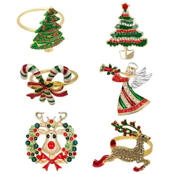 

6pcs Christmas table napkin buckle metal bar towel buckle napkin decoration