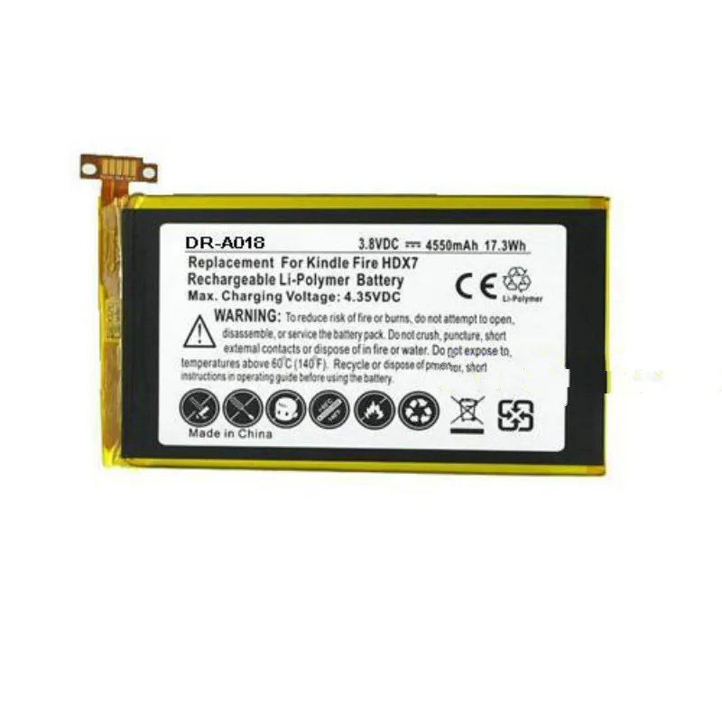 White FGHGH 4550mAh Battery for Kindle Fire HDX 7" Tablet PC,C9R6QM, MNHSNY133711TM,S12-T1-S,S12-T1,58-000043 - Цвет: White