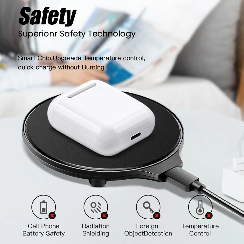 amzish Беспроводное зарядное устройство Qi для Apple AirPods 2 Pro, bluetooth-гарнитура, наушники, зарядная док-станция для samsung Galaxy Buds