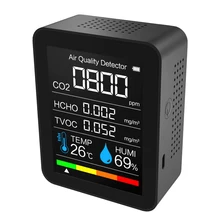 Detector de co2 portátil detector de qualidade do ar inteligente tvoc hcho temperatura e umidade tester monitor dióxido carbono