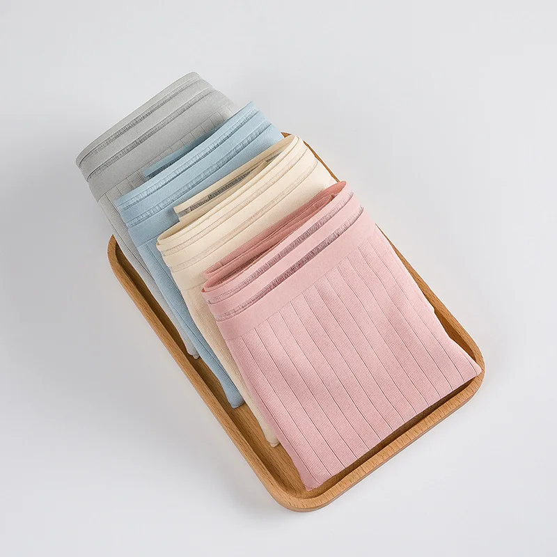 Cotton Women Seamless Panties Briefs Solid Mid Waist Black Blue Pink High Quality PA54578