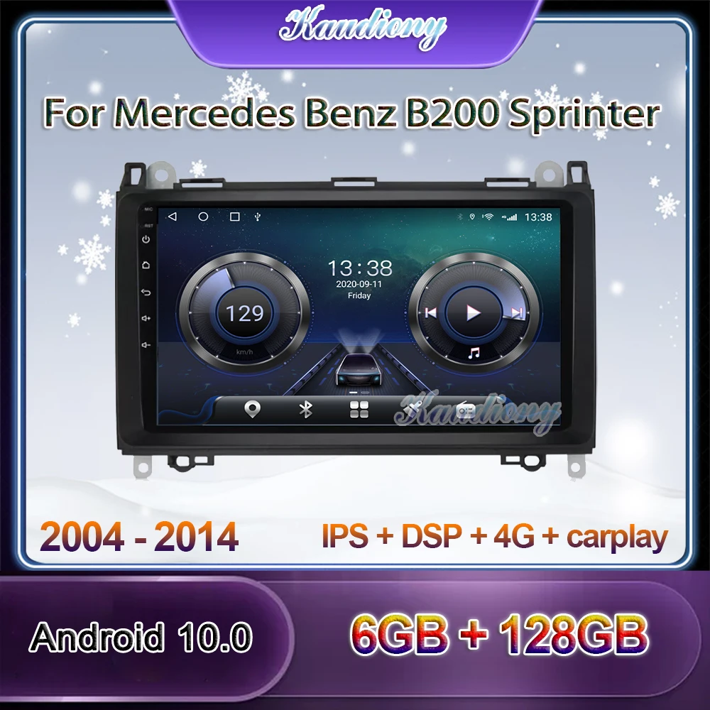Автомагнитола Kaudiony Android 10 для Mercedes Benz B200 W203 S203 C180 W208 W906 W639 W169 W245 Vito Sprinter GPS 4G 2004-2014 |