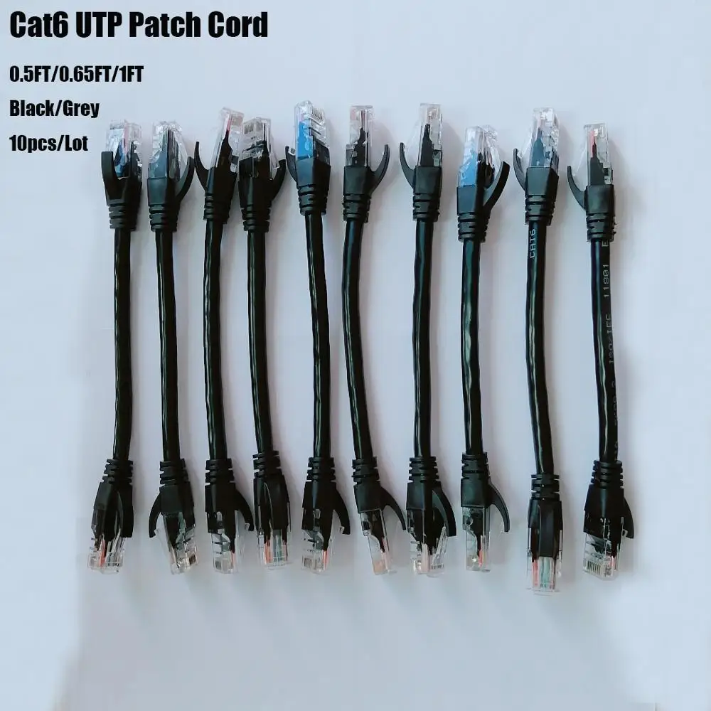 Lot 0.5ft 0.65ft 1ft Cat6 Utp Cabo Cabo Ethernet Cabo de Fio de Rede Rj45 Cabo de Remendo Cabo Preto Lan 10 Pcs - Image 4
