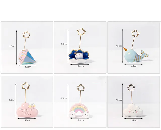 Cloud Rainbow Kawaii Resin Photo Card Memo Clip Card Holder Note Holder  Wedding Party Clips SHELL 