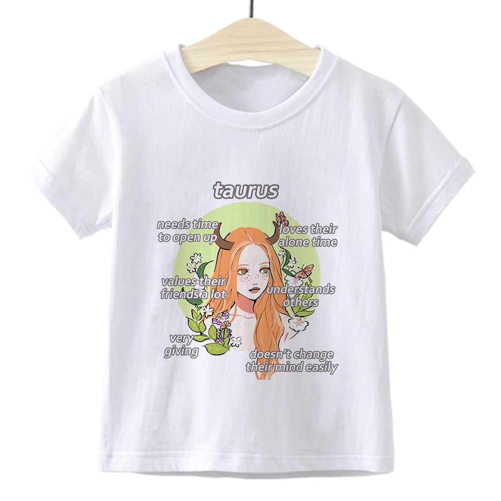 

Taurus Personality Baby Girl Clothes Cool Kawaii Summer Loose Streetwear Kids Tshirt Short Sleeve Harajuku Children T-shirt