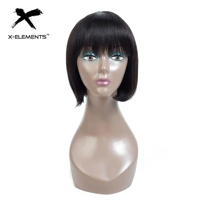 # 1B X-Elements 1B прямые человеческие волосы парики для женщин бразильские волосы remy Парики 10 дюймов короткий боб парик H. BRZANICE 100 г Быстрая - Цвет волос: # 1B
