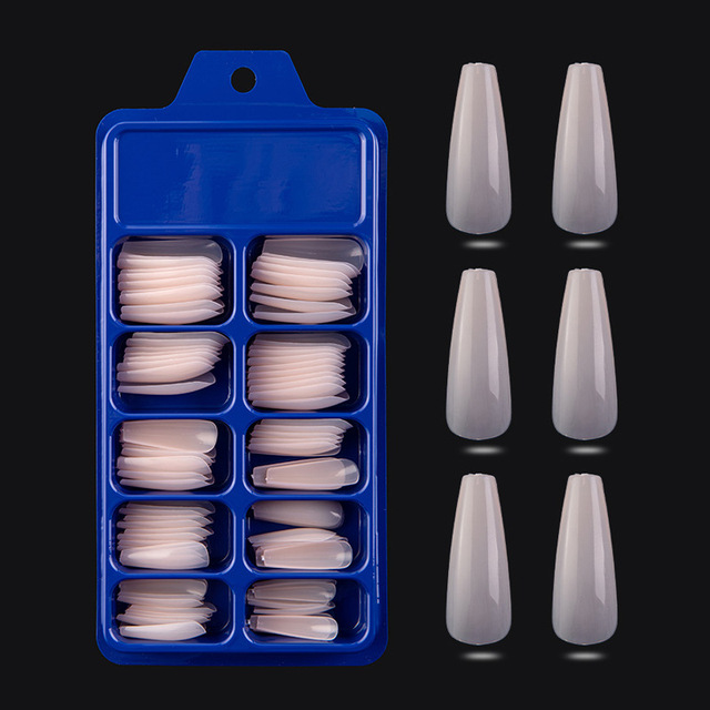 Full Cover Coffin Fake Nails Artificial Press on Nails Long Ballerina Design Clear/Natural/white False Nails Art Tips