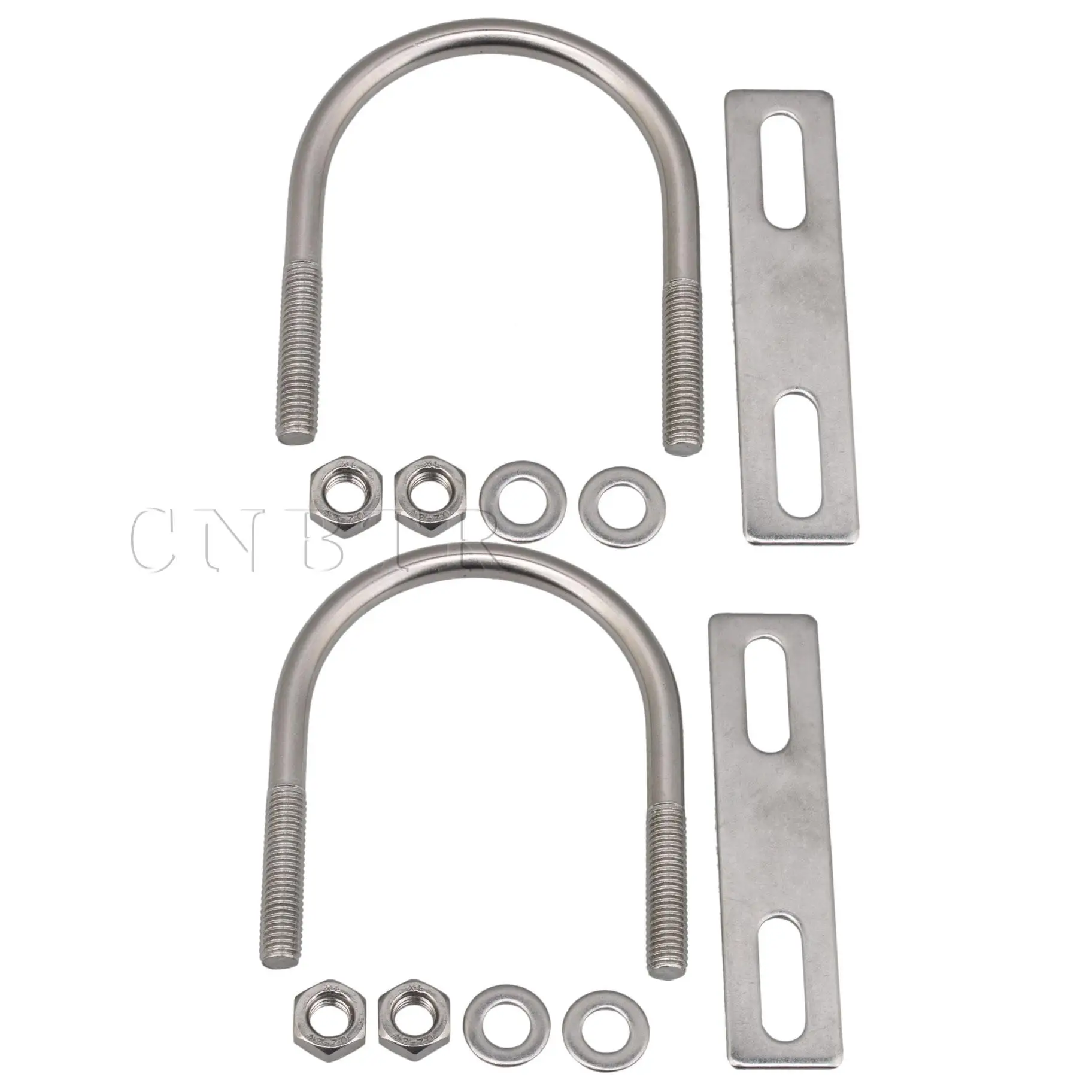 CNBTR M8 62mm ID Stainless Steel U-Bolts for Pipes Holder with Plate Set of 2