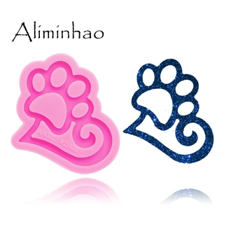 

DY0287 Shiny Bear paw and love shape Silicone Molds DIY epoxy resin molds Keychain silicone mold craft for Key ring decoration