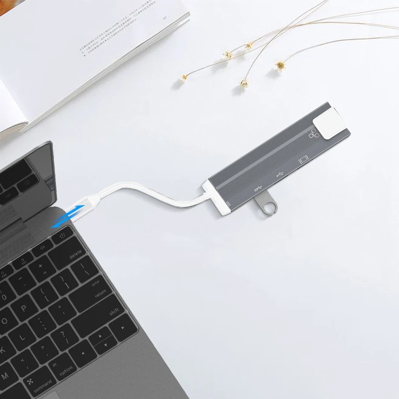 5 в 1 тип-c многофункциональная док-станция Usb3.0 Usb2.0 порт Hdmi 1080P концентратор Rj45 100 Мбит сетевой порт с Pd зарядное устройство для Macbook