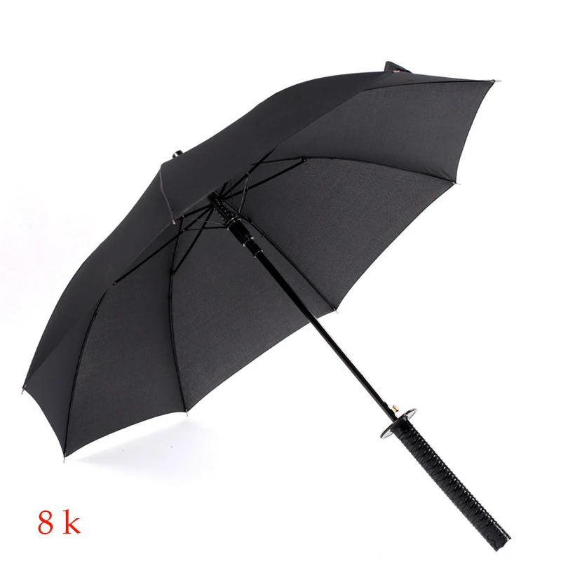 8K GQIYIBBEI Stylish 6 models Black Samurai Ninja Sword Long-handle Rain Gear Umbrellas Semi-automatic Open Close 8, 16 or 24 Ribs - Цвет: 8K